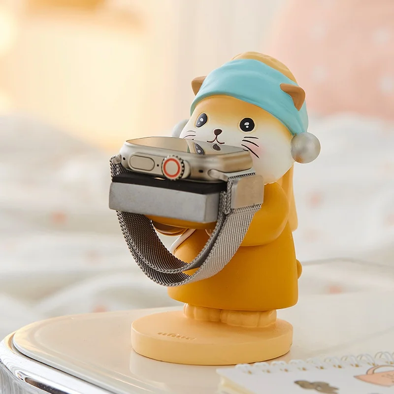 Cute Pearl Cat Watch Charging Stand Apple Watch Nightstand Home Cute Desk Accessories