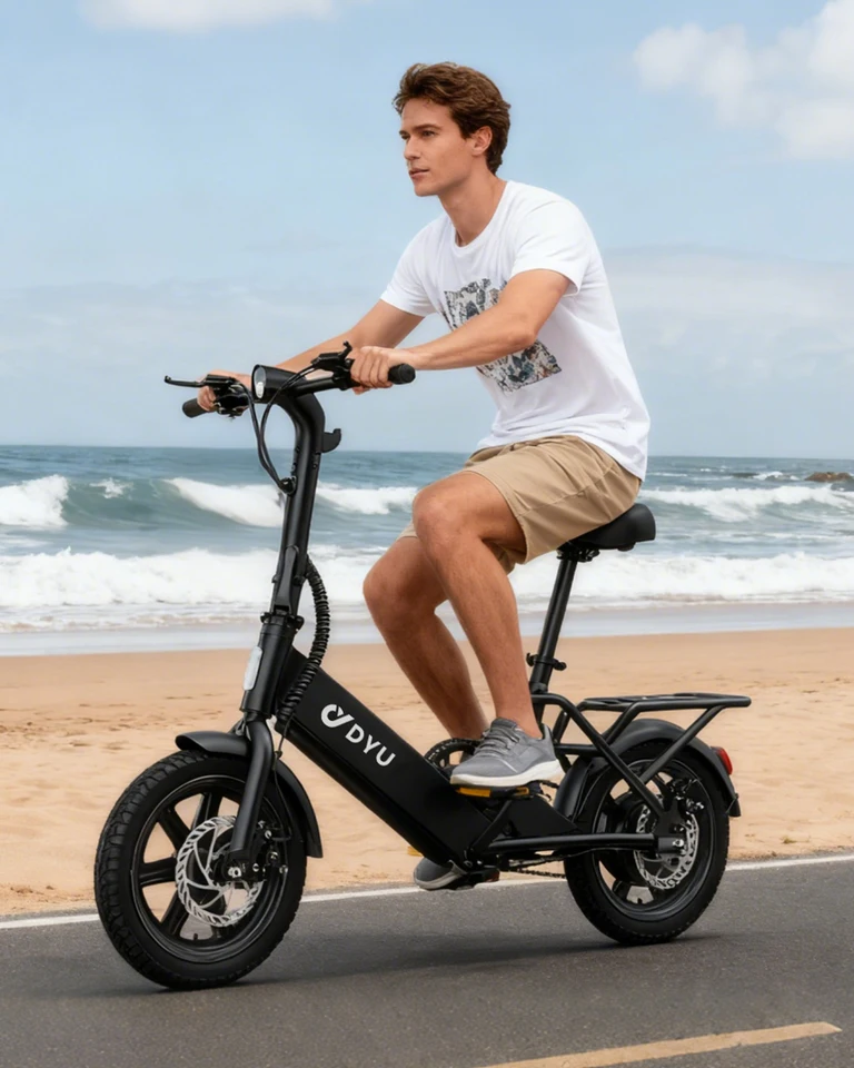 【1 Year Warranty】DYU C3 14 inch Folding Electric Bicycle Peak 500W Motor 280WH Battery Electric Bike,20mph City E-bike UL2849 image 6