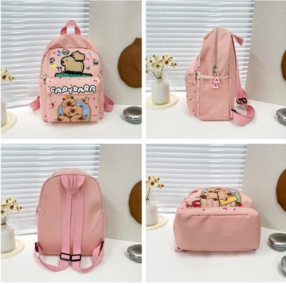 Creative Large Capacity Capybara Shoulders Backpack Adjustable Strap Casual Versatile Kids Schoolbag Travel Rucksack