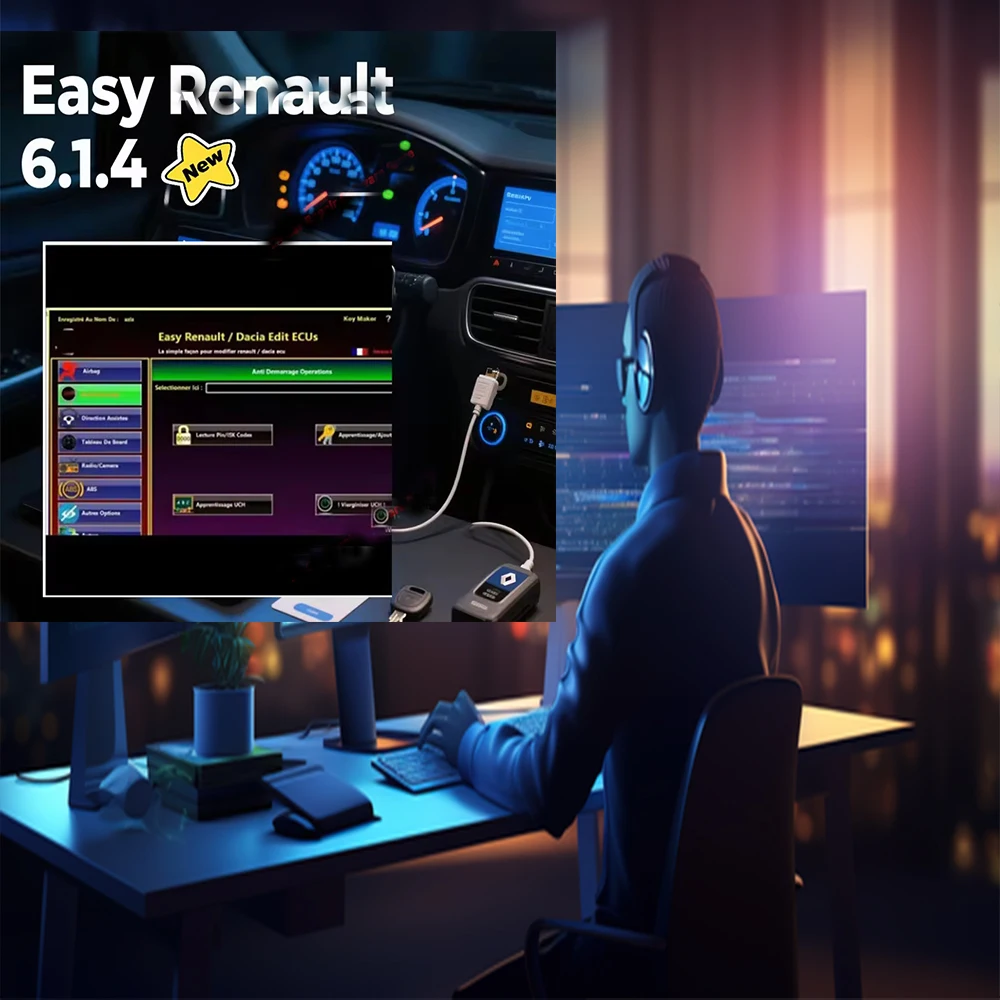 

MEJOR softwareECU Easy Re,-nult6 para programador ECU Re,naulteclas de tarjeta de Airbag Clear Crash, limpiador UCH, funciona c