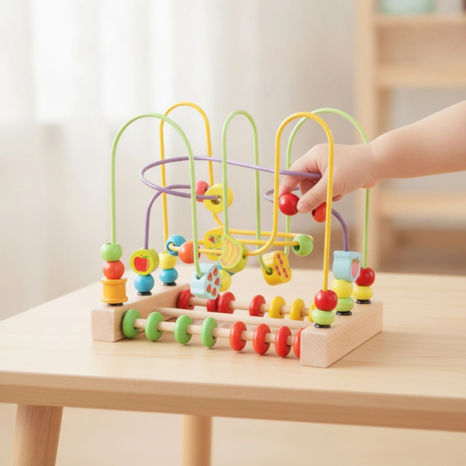 bead-maze-with-wooden-base-sensory-bead-maze-activity-center-educational-colorful-for-toddlers-tabletop-playroom