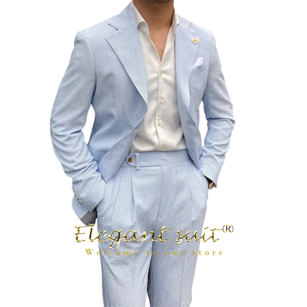 Men's summer suit casual light breathable material, customized men's suit dress party cocktail party wedding office wear