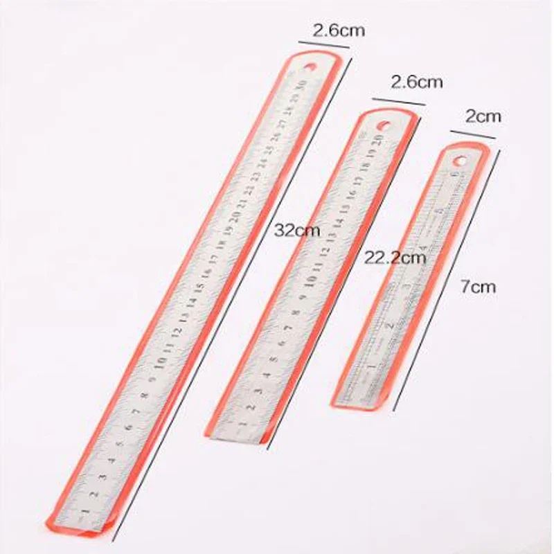 1PCS High Quality Stainless Steel Ruler 15cm20cm30cm Double  Sided Scale Standard Ruler Learning Office Supplies