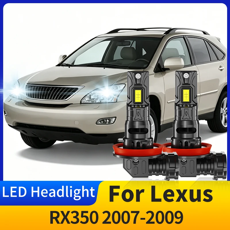 

2x Long Lifespan LED Headlights For Lexus RX350 Base Sport Utility 4-Door 2007 2008 2009 Low Beam Light Bulbs 6000K Bright White