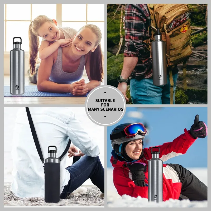 Fjbottle1750ML ترموس مفرغ ترمس من الفولاذ المقاوم للصدأ زجاجات الرياضة تسلق معزول زجاجة ماء مانعة للتسرب مع حقيبة ملابس محمولة #6