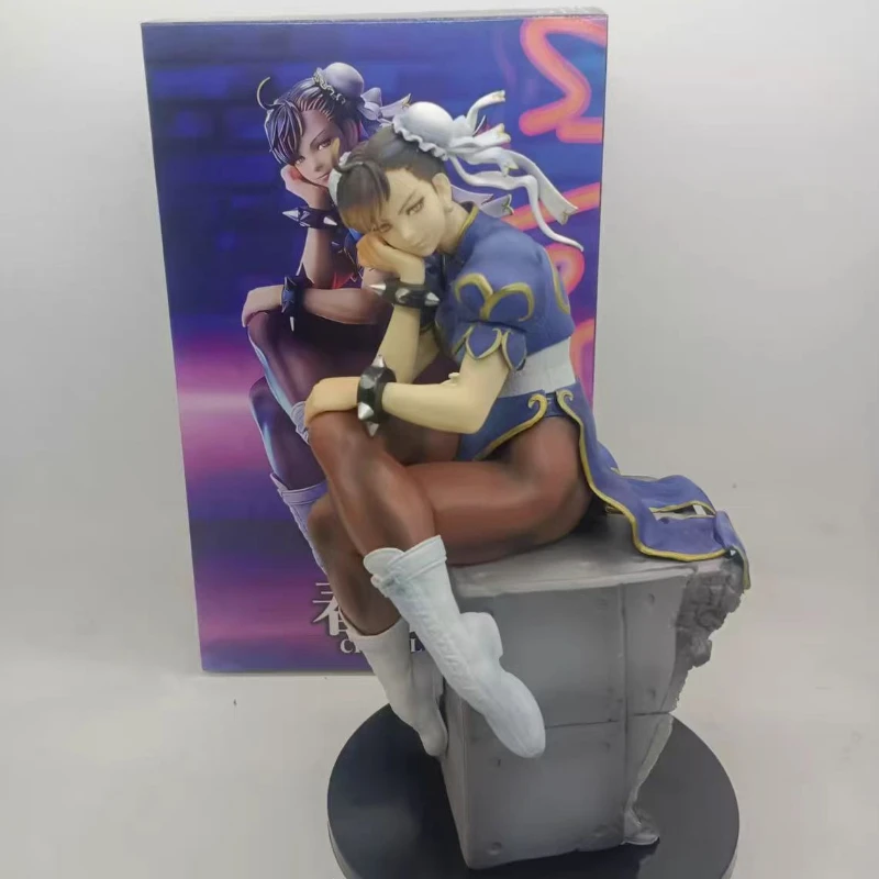 

26cm Anime Game Fighting Chun-Li Figures Sitting Figura Model Street Fighter CHUN LI Figure Adult Collection Statue PVC Toys