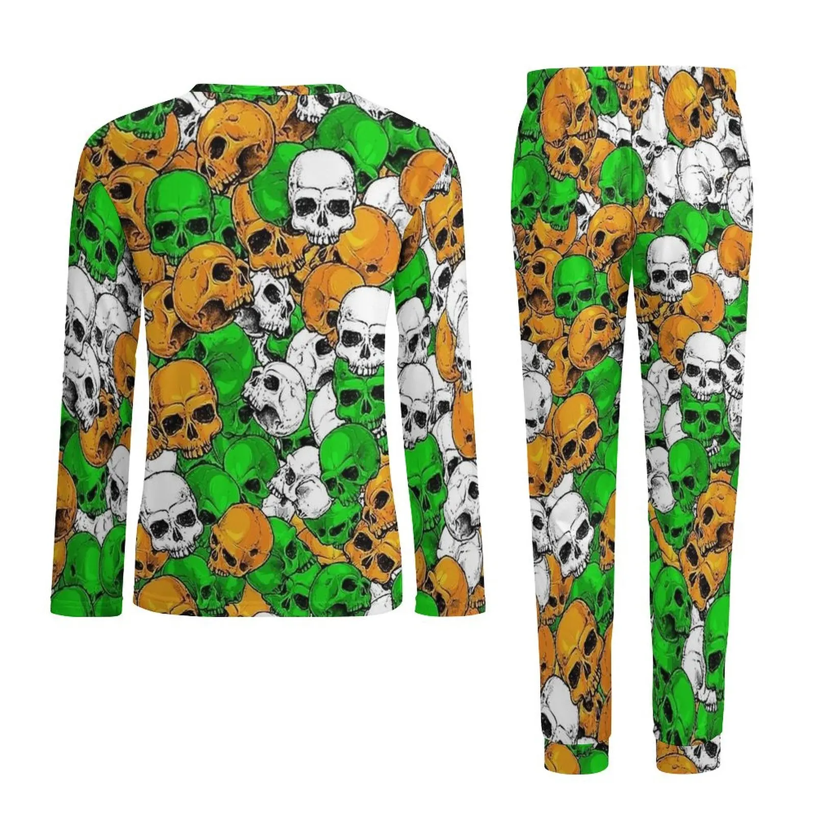 Halloween Pajamas Long Sleeves Irish Skulls Two Piece Sleep Pajama Sets Autumn Men Pattern Lovely Oversize Nightwear