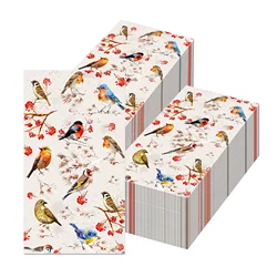 20pcs/pack, Disposable Flowers Birds Printed Guest Napkins, Bathroom Hand Towels, Tissue For Wedding & Party & Family Gatherings