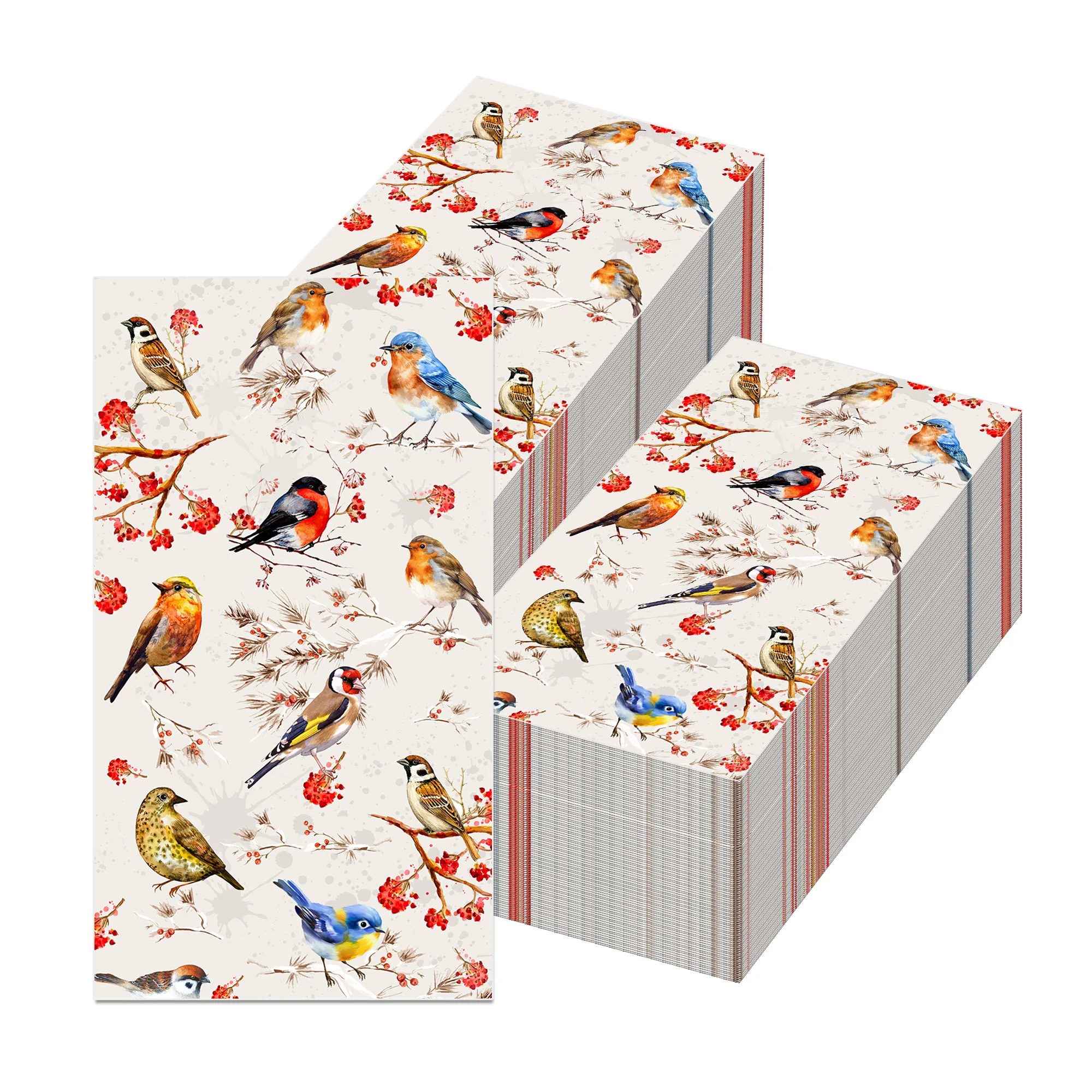 20pcs/pack, Disposable Flowers Birds Printed Guest Napkins, Bathroom Hand Towels, Tissue For Wedding & Party & Family Gatherings