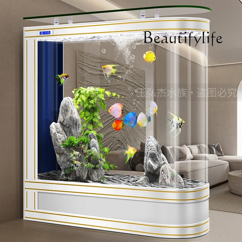 Living Room European Fish Tank New Screen Medium and Large Floor Aquarium Home Partition Change Water