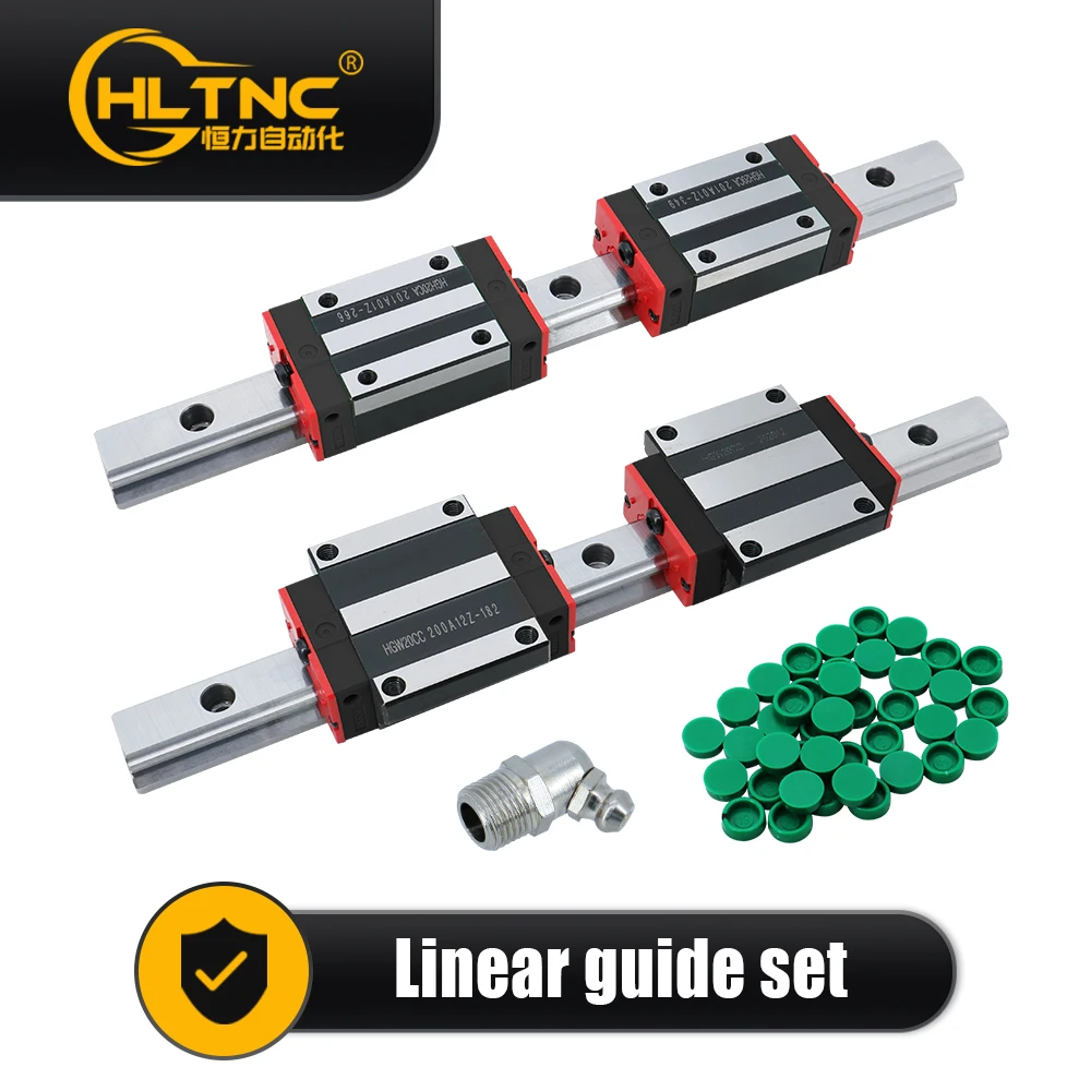 Zestaw liniowy HLTNC: 2 szt. prowadnic liniowych HGR20 + 4 szt. bloków liniowych HGH20CA / HGW20CC, szyna liniowa 200-1500mm do frezarki CNC