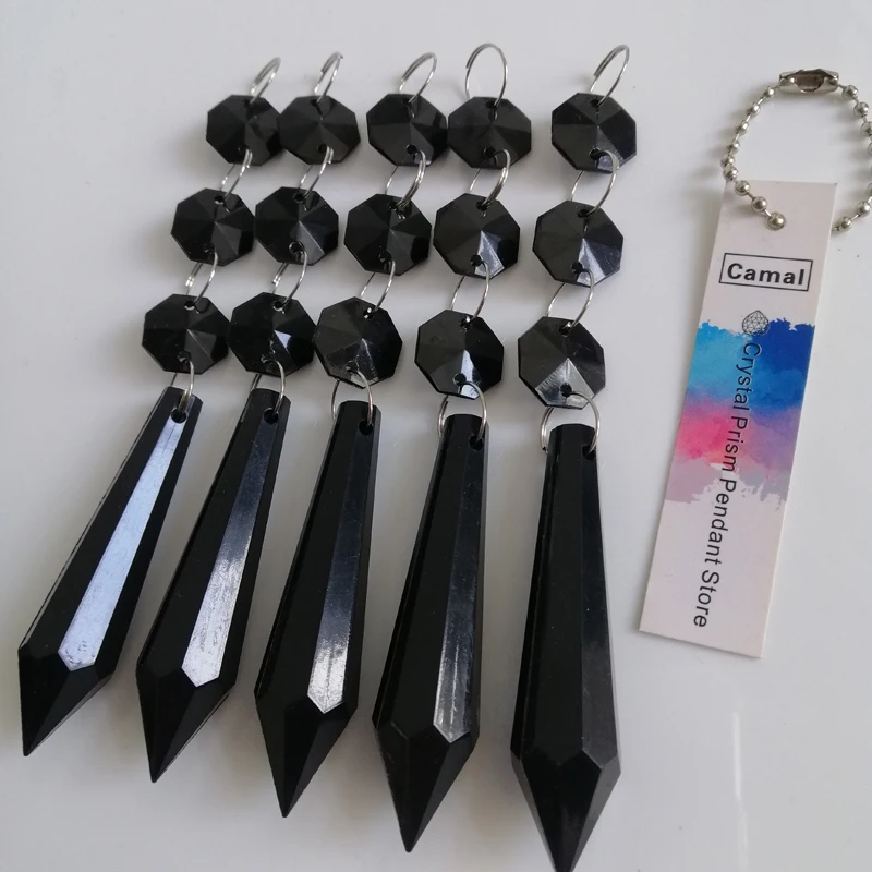 Camal 10PCS Black Acrylic Crystal Bead Pendant Garland Chandelier Hanging Wedding Home Decor Table Centerpieces Curtain Chain