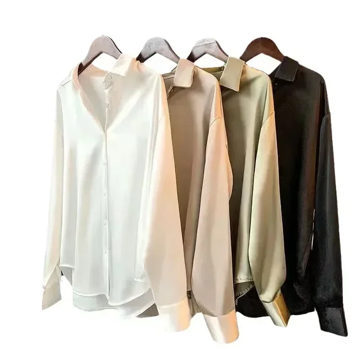 Long Sleeve Blouse Button Up Shirt Women Summer 2025 New Female Elegant Ladies Tops Korean Fashion Office Lady
