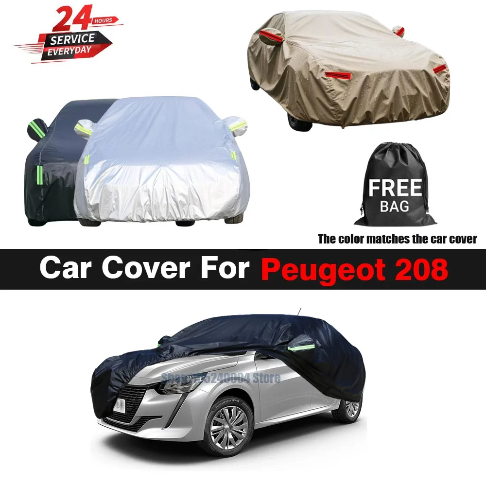 For Peugeot 208 Hatchback Full Car Cover Anti-UV Outdoor Indoor Sun Shade Rain Snow Dust Resistant Cover