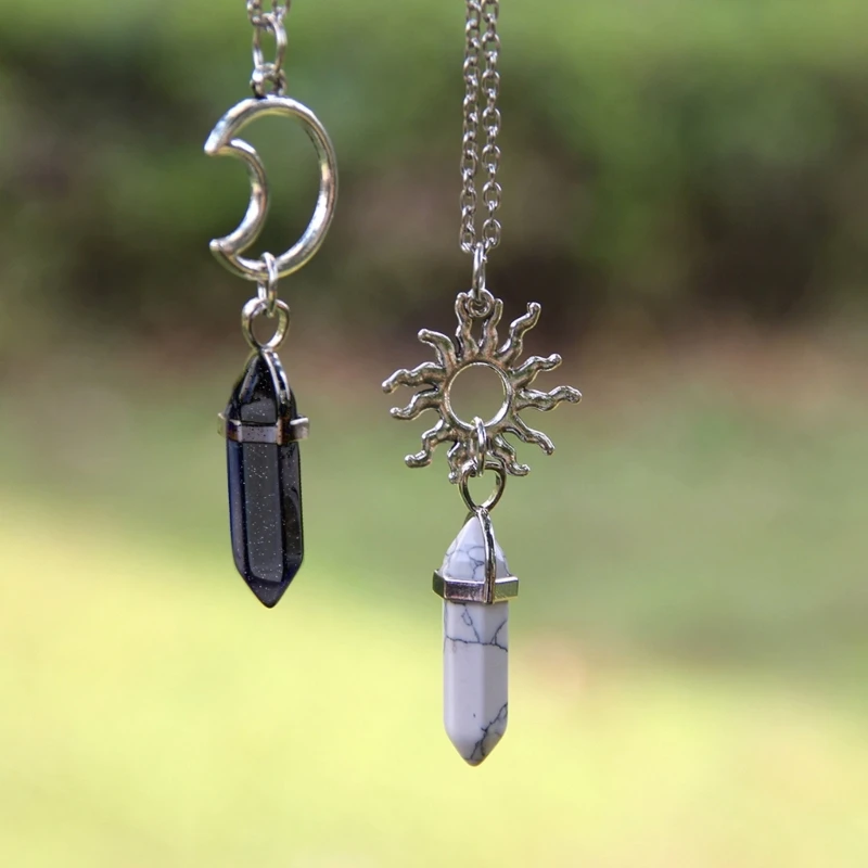 Hexagonal Column Crystal Couple Pendant Gift for Fiancee Girlfriend Wife Husband