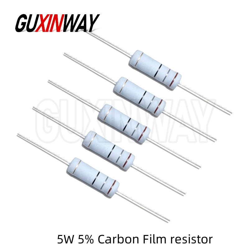 10 قطعة 5 واط 5% الكربون فيلم المقاوم 0.1R-1M 2.2R 10R 22R 47R 51R 100R 150R 470R 1K 4.7K 10K 47K 10 22 47 51 100 150 أوم المقاومة