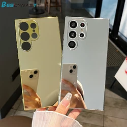 Silver Golden Mirror Case For Samsung Galaxy S25 S24 S23 S22 S21S23 FE Plus Ultra Electroplating Hard Cover For S25 ULTRA
