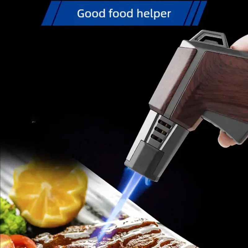 Portable desktop straight forward lighter with windproof high firepower and locked fire, suitable for household kitchen use