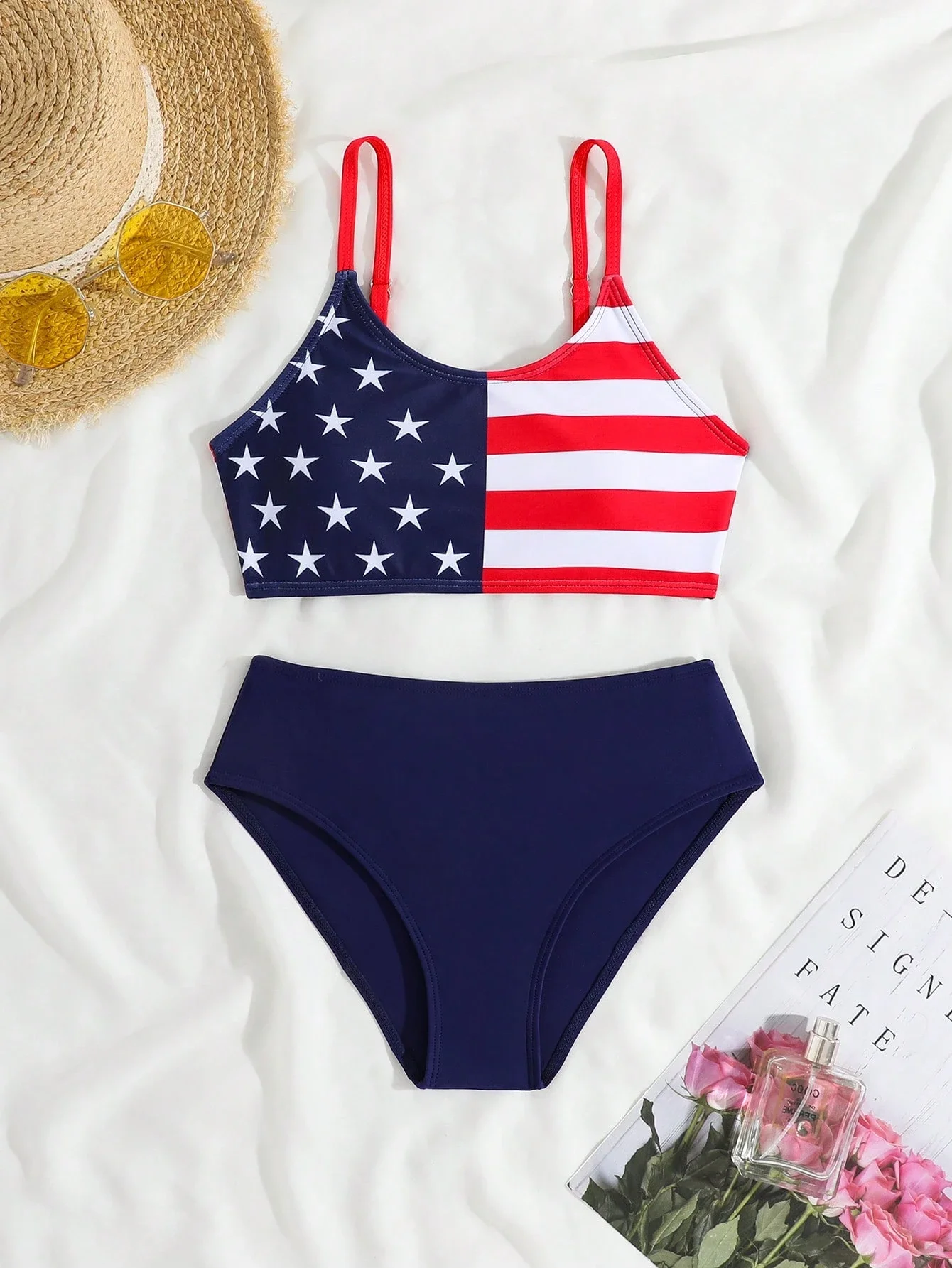 

Комплект бикини с принтом американского флага для женщин, для летнего пляжного отдыха