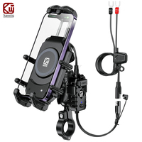 Motorcycle Phone Mount with Qi 15W Wireless Charger 30W PD/USB-C Fast Charging Anti-Theft Motorcycle Handlebar Cell Phone Holder