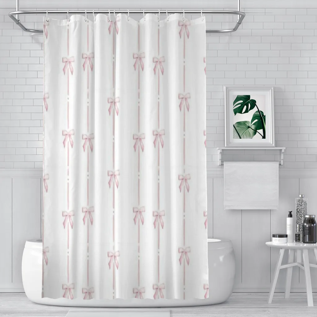 

Pink bow ribbon coquette Bathroom Decoration Shower Curtain