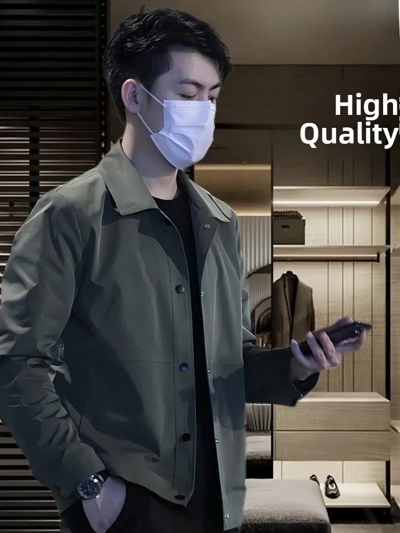 

Новый весенне-осенний элитный простой мужской тюнер, повседневный приталенный топ с воротником, модный чистый цвет, отложной воротник для отдыха irt