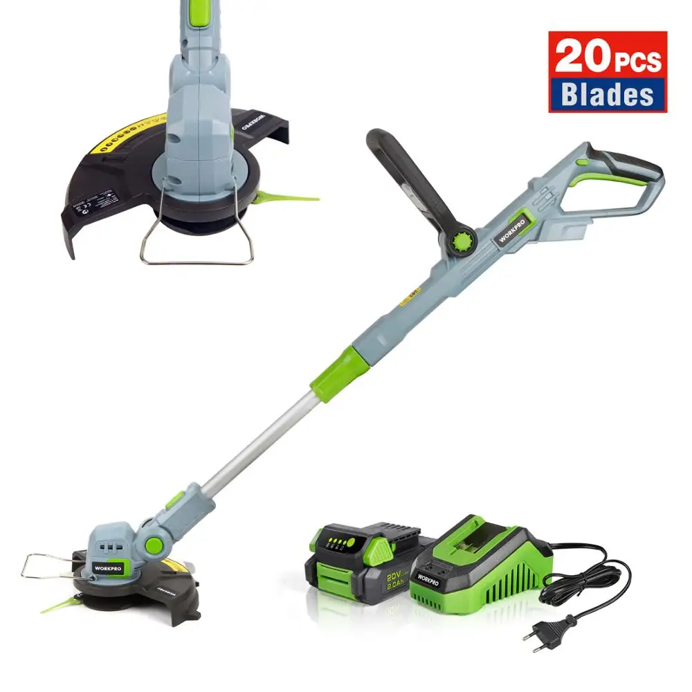 WORKPRO-20V 전기 잔디 깎는 기계 무선 잔디 트리머 자동 릴리스 스트링 커터 예비 블레이드, 가지치기 정원 도구 20 개