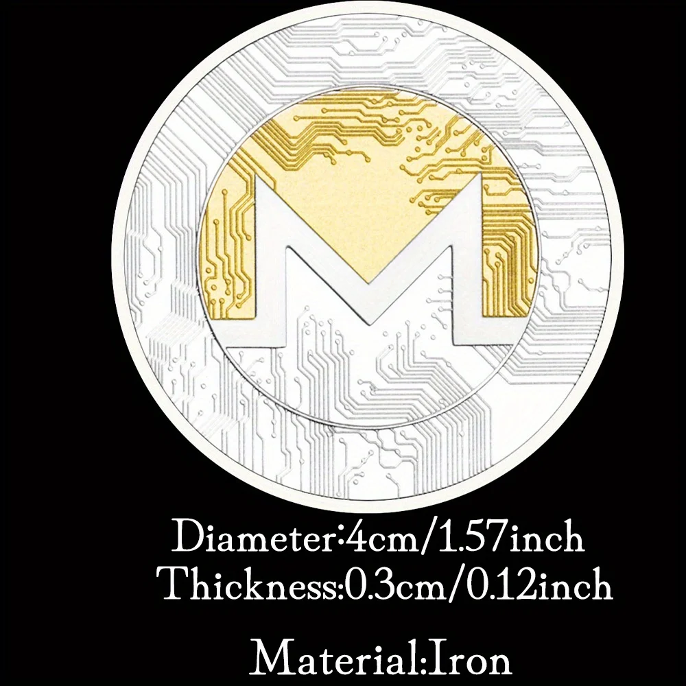 1 Piece Monero Coin Cryptocurrency Coin Physical Crypto Collectible Gift Silvery Plated Coin Commemorative Coin