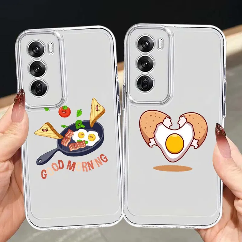 

Fried Egg Breakfast For OPPO A11 A16 A55 A56 A57 A72 A52 A73 A74 A54 A76 A78 Find X5 X6 X7 Ultra Pro 5G Transparent Phone Case