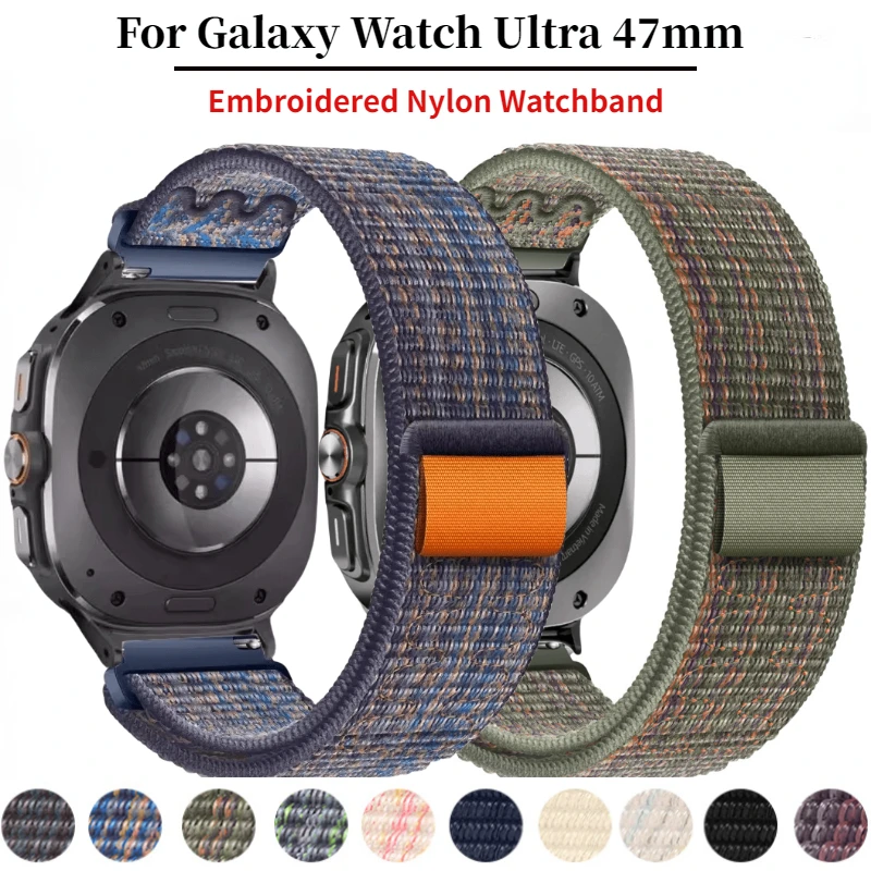 Embroidered Nylon Strap for Samsung Galaxy Watch Ultra 47mm Bracelet Wristband Sports Breathable Belt Galaxy Watch Ultra Correa