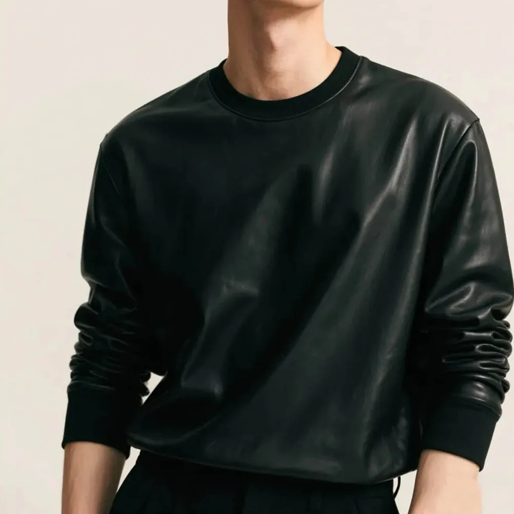 

Men's Solid Color Shiny Long-Sleeved T-Shirt American Retro Fashion Trend Street Loose Casual Breathable Niche Autumn Men's Tops
