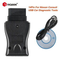 14 Pin Consult USB Diagnostic Tools For Nissan Consult Connector Cable Faults Code Reader For Nissan-14 With VCDS