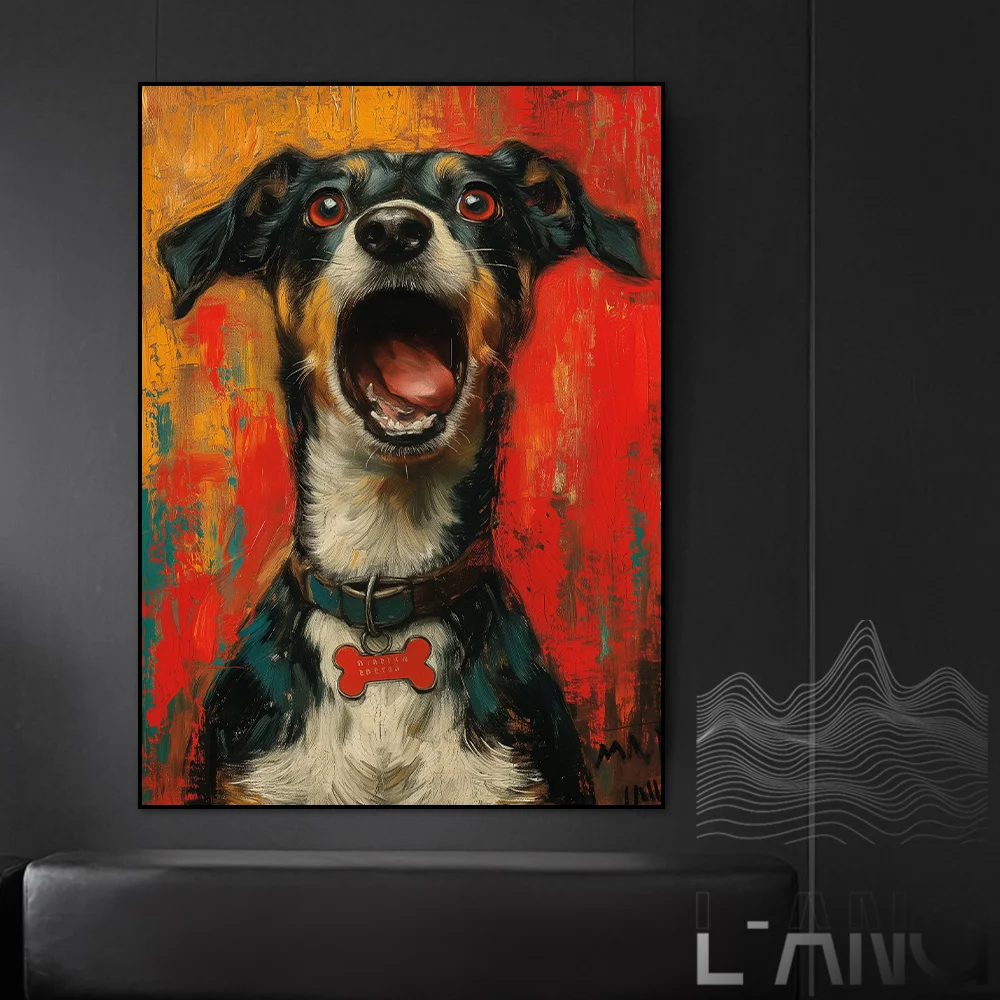 

Animal Abstract Scream series art Cat dog print canvas painting Interior home wall decoration painting original custom size