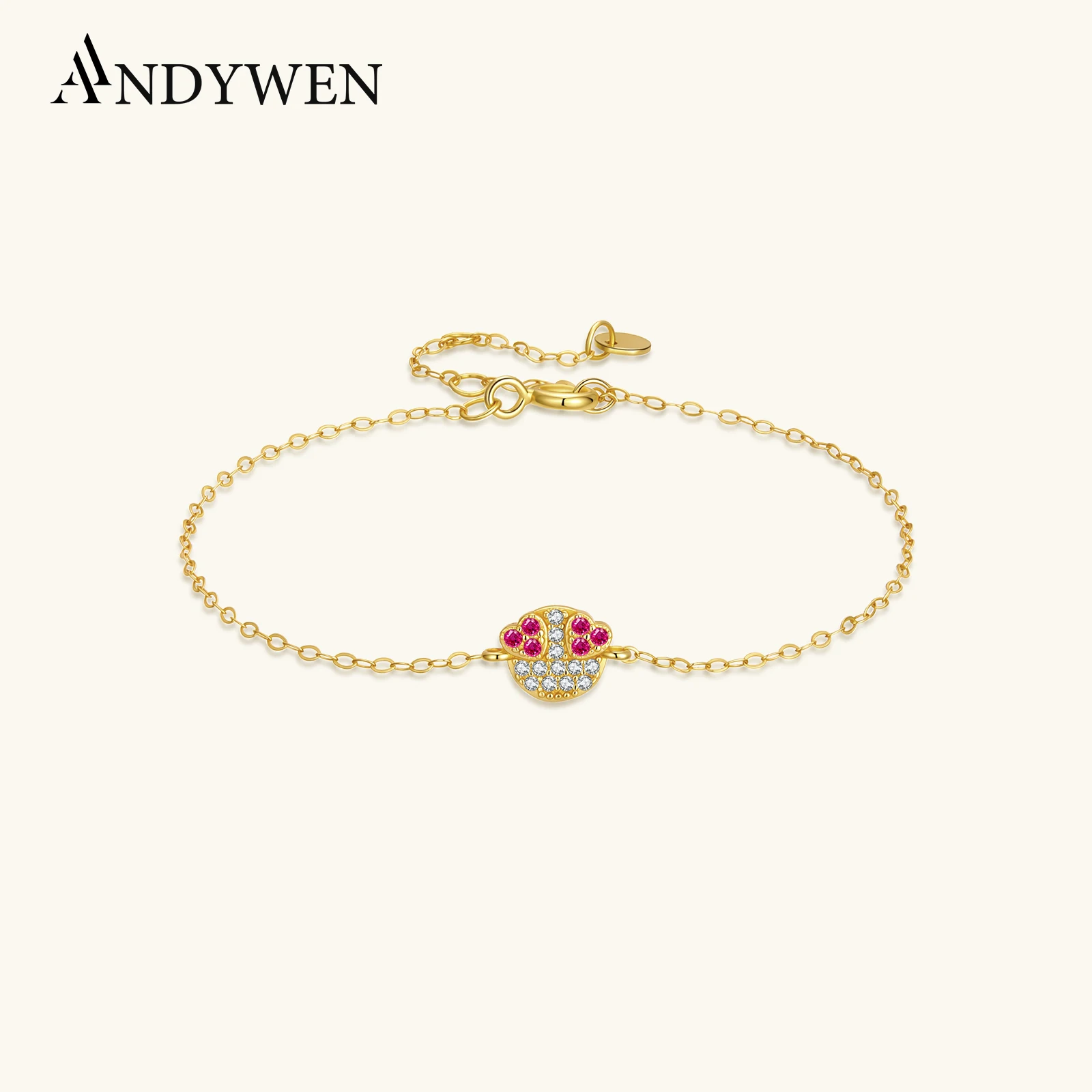 

Браслет ANDYWEN из стерлингового серебра 925 пробы с двойным сердцем и фианитами, изящный браслет с розово-красными и белыми цирконами в форме сердца для женщин, романтический свадебный подарок