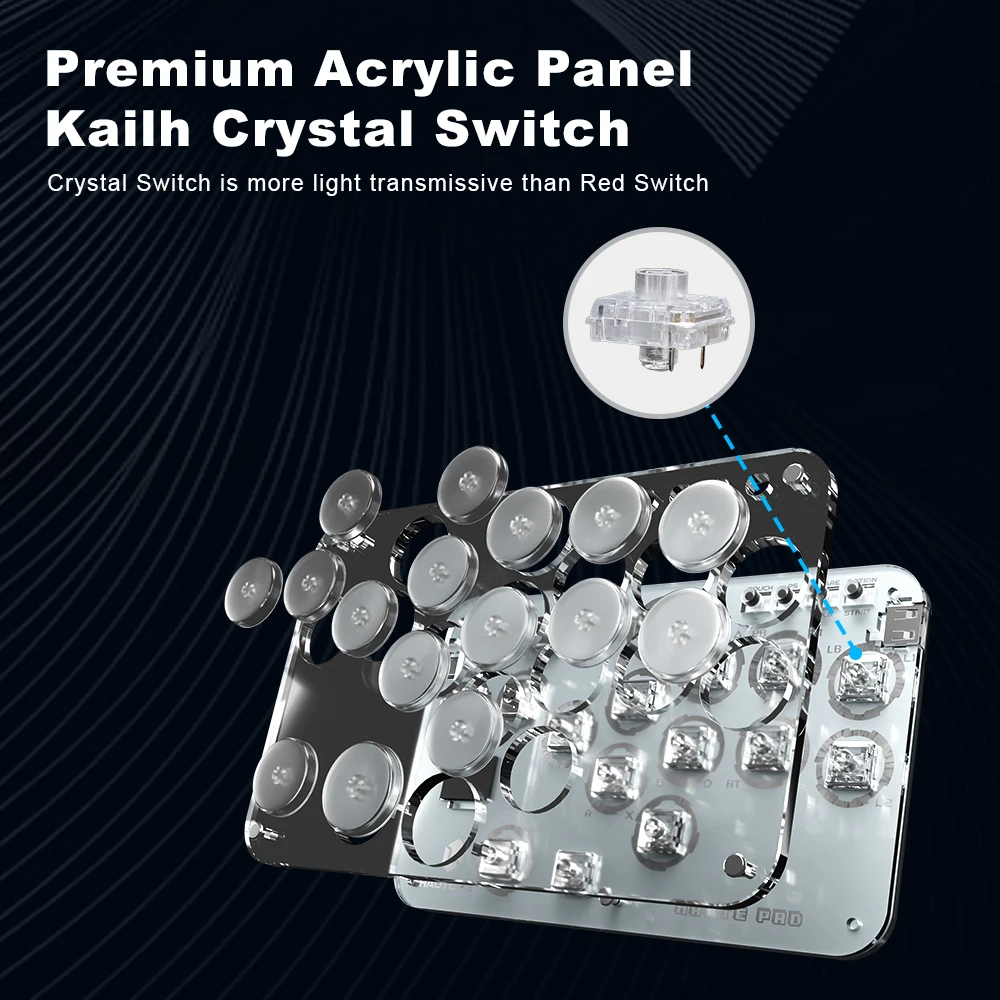 Haute42 Arcade Joystick Hitbox Leverless Controller Fight Sticks For PC / Ps4 /Switch Mini Hitbox Fighting Game Arcade Stick