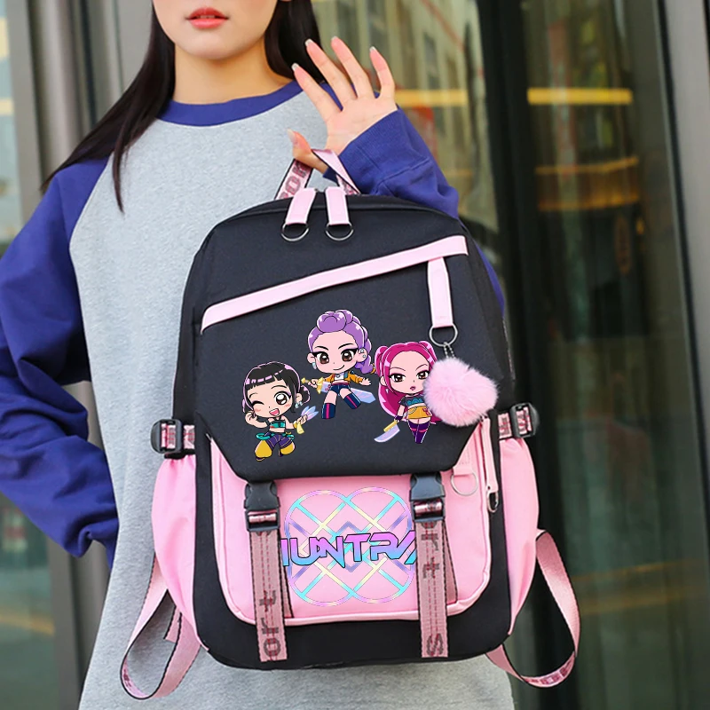 

KPop Demon Hunterss Schoolbag Boy Girl Cartoon Anime Backpack Student Teenager Large Capacity Bookbag Korean Version Knapsack