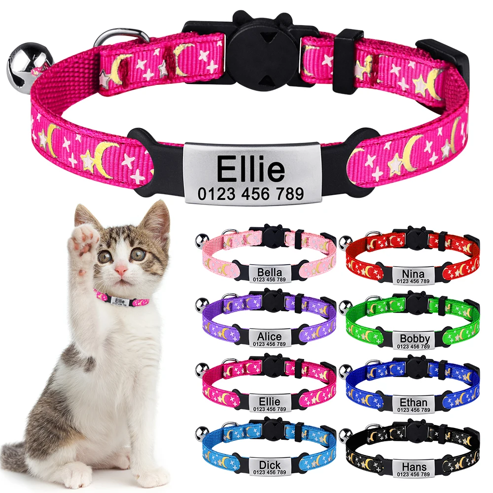 Personalized Adjustable Nylon Cat Collar Bow Tie Pet Products Small Large Kitten Floral Collar Accessories Tag Small Necklace