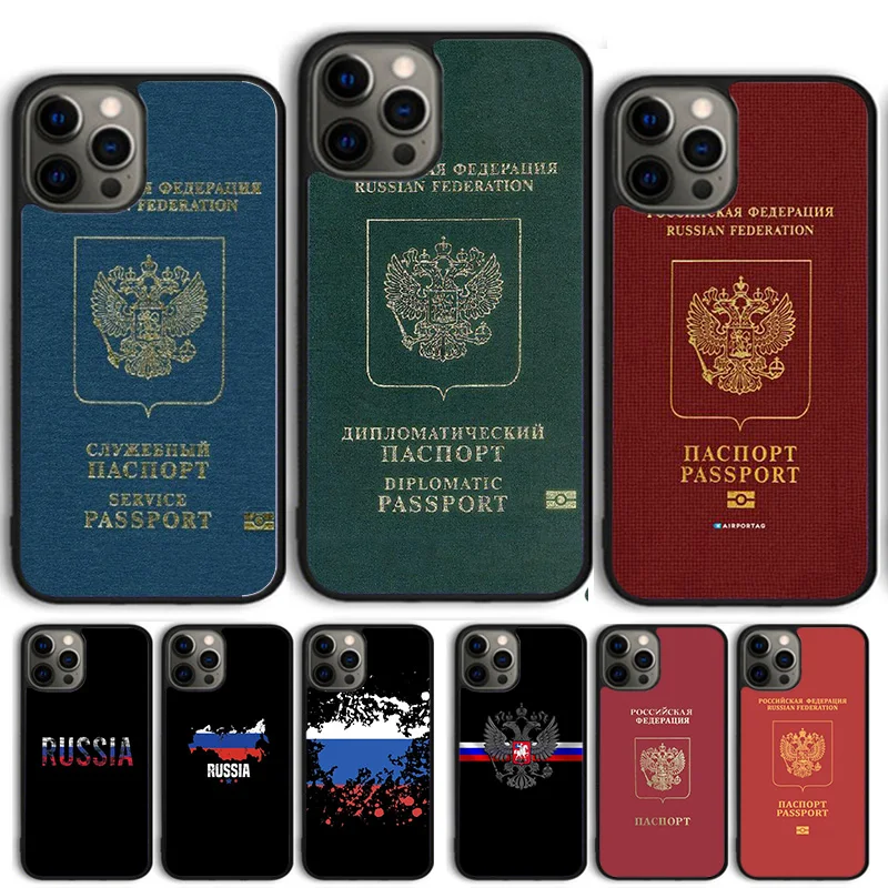 Russian Passport Flag Phone Case For iPhone 14 15 16 13 12 Mini Max Cover For Apple 14 15 16 11 Pro Max 8 7 Plus SE2020 Coque