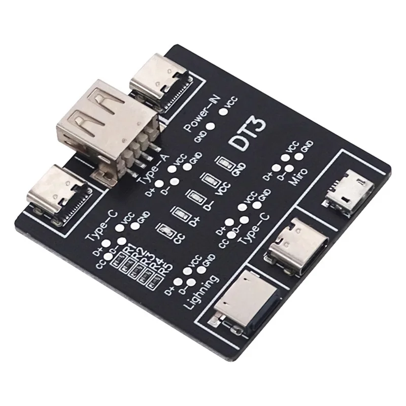 Carte de détection de ligne de données USB pour IOS Android, micro-USB, type-c, commutateur de court-circuit, testeur de câble USB DT3