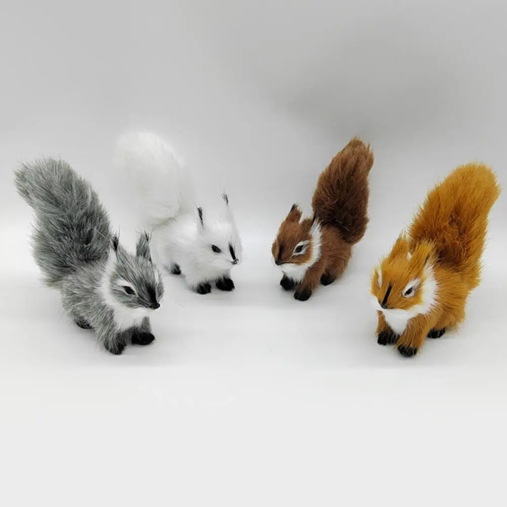 Simulation Squirrel Toy Model Faux Fur Cute Animal Miniature Figurine Ornament Handicraft Mini Fake Squirrel Statue for Kids