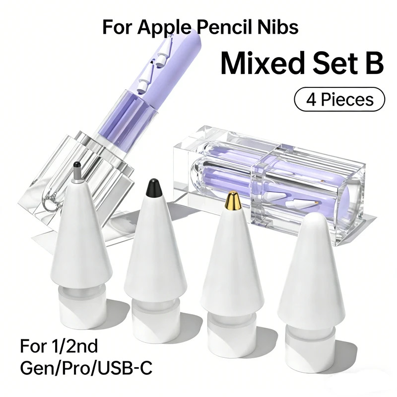 

4Pcs Replacement Pencil Tips For Apple Pencil 1/2/Pro/USB-C, Upgraded iPad Pen Tips With Storage Case