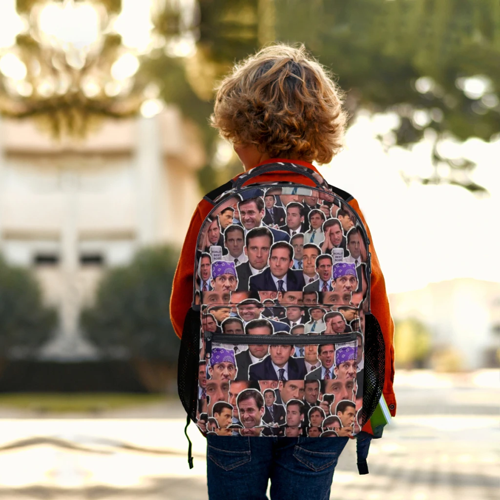 Michael scotthe-mochila escolar de Collage de oficina para niños, mochila de estudiante de gran capacidad, mochila de estudiante de secundaria de dibujos animados, 17 pulgadas