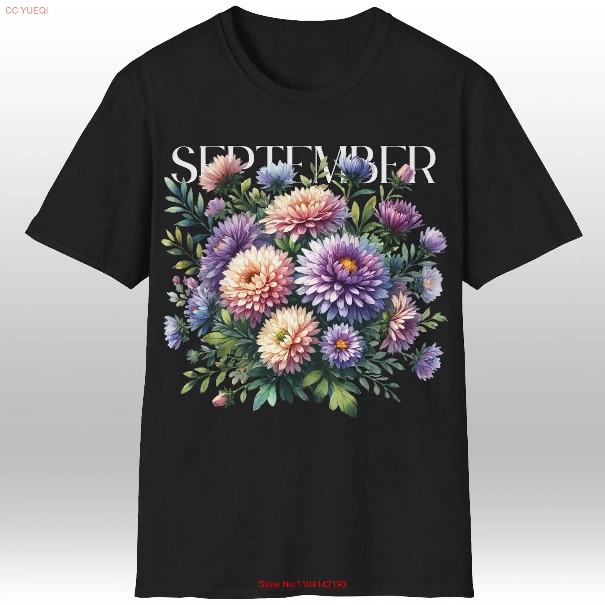 Birth Flower September Aster Single T Shirt long or short sleeves