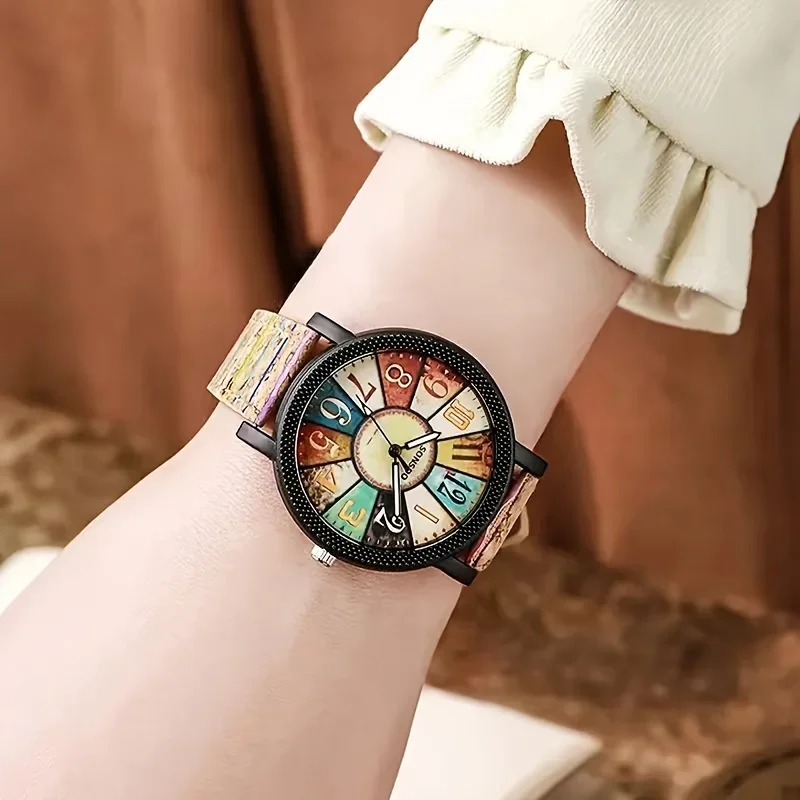 Quartz Watches For Women Wooden Wrist Watch Alloy Pointer Jewelry Set Great Gift For Bgirlfriend