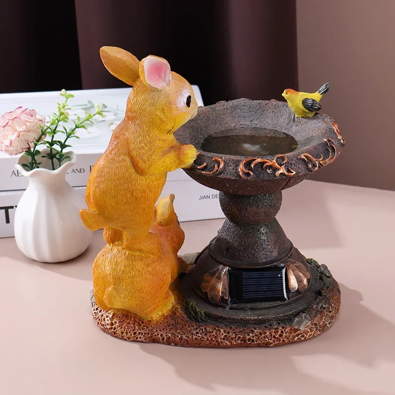3Pcs/Lots Solar Resin Garden Statue Ornament Rabbit Simulation Animal Statue Ornament Outdoor Garden Light