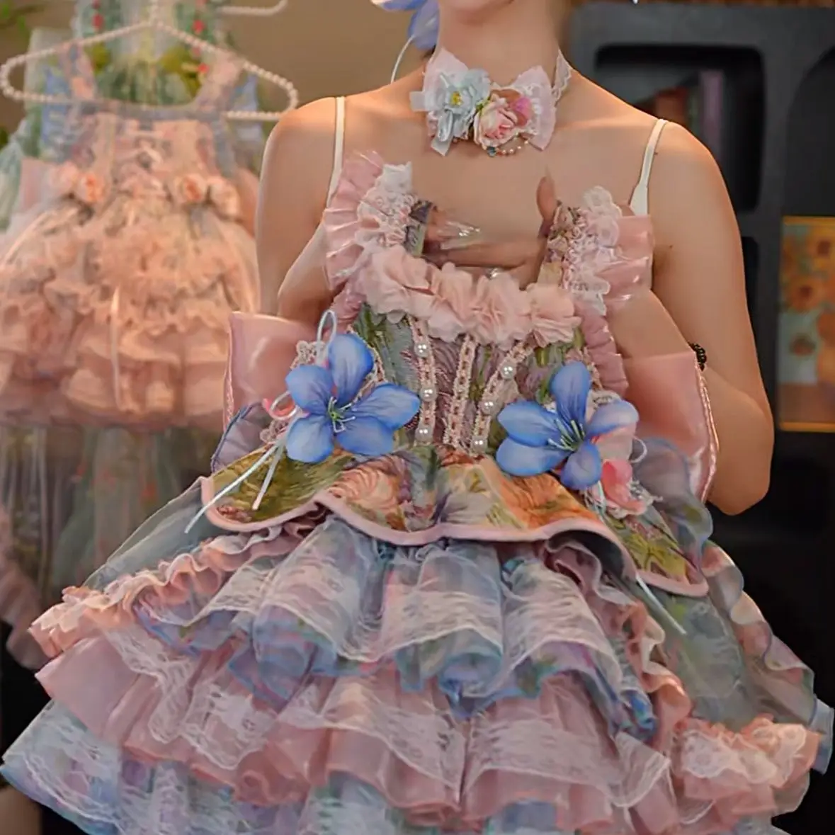 Baby Girls Summer Sweet Lolita Lace Princess Ball Gown Floral Cute Lace Cake Sundress Birthday Holiday Party Eid Childen Clothes