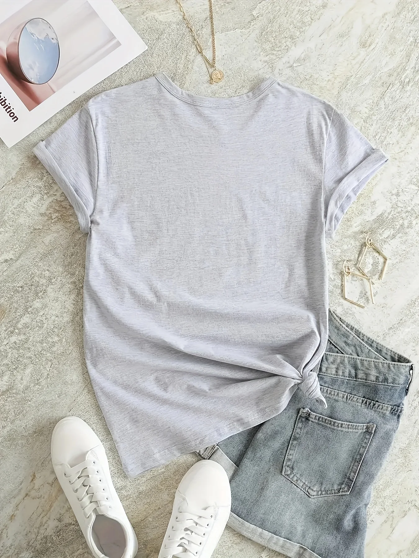 تي شيرت نسائي صيفي مطبوع عليه حروف مثالية رياضي عصري وكاجوال فضفاض برقبة دائرية وأكمام قصيرة #4