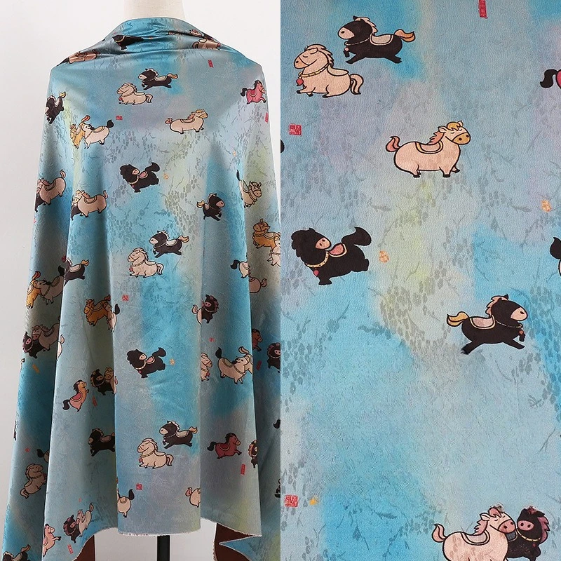 

Жаккардовая ткань Drizzle Pony Xiangyunsha, парчовый текстиль для жилета Hanfu Qipao, материал в традиционном китайском стиле
