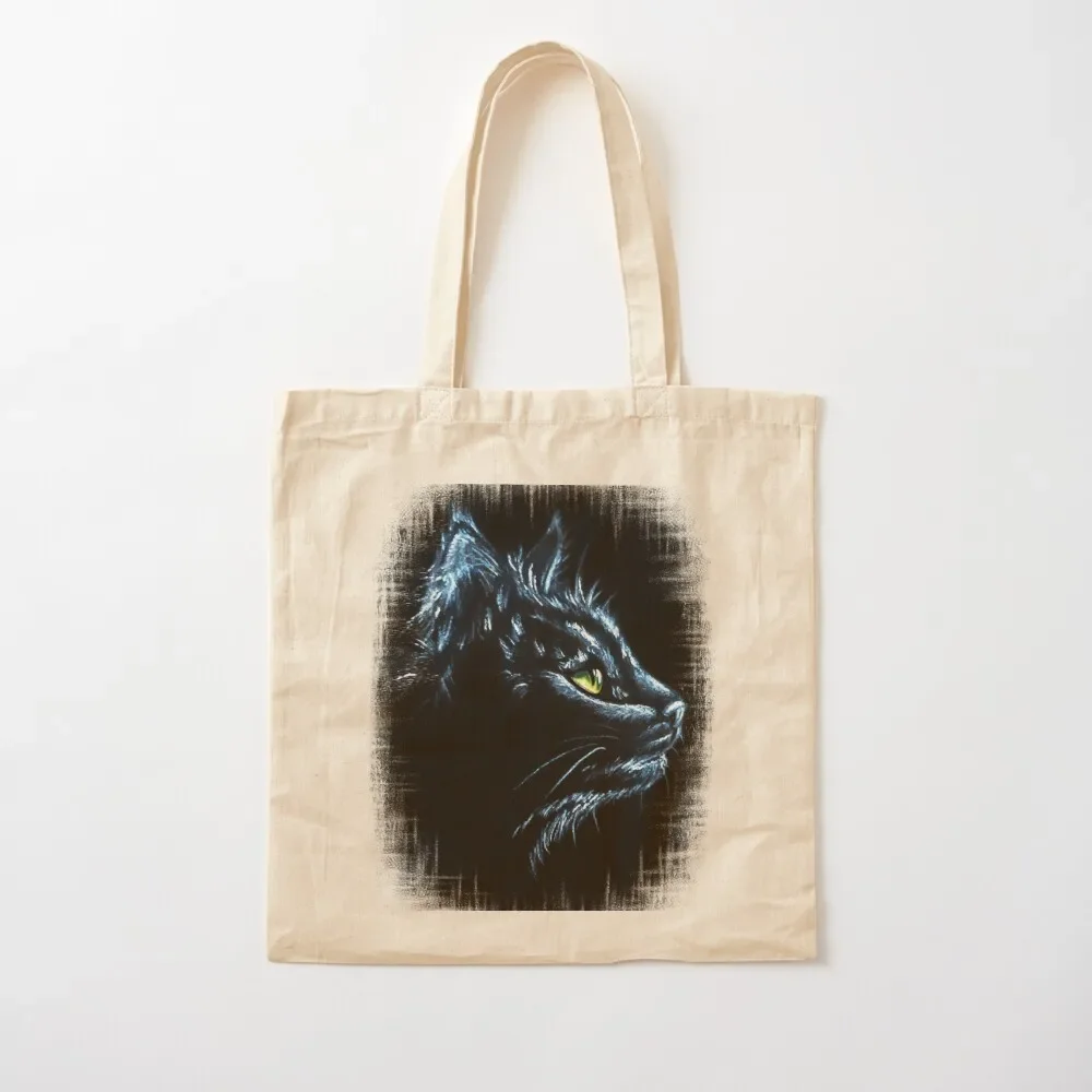 

Black Cat Portrait White Charcoal Art Tote Bag Big bag shopping trolley bag reusable grocery bags