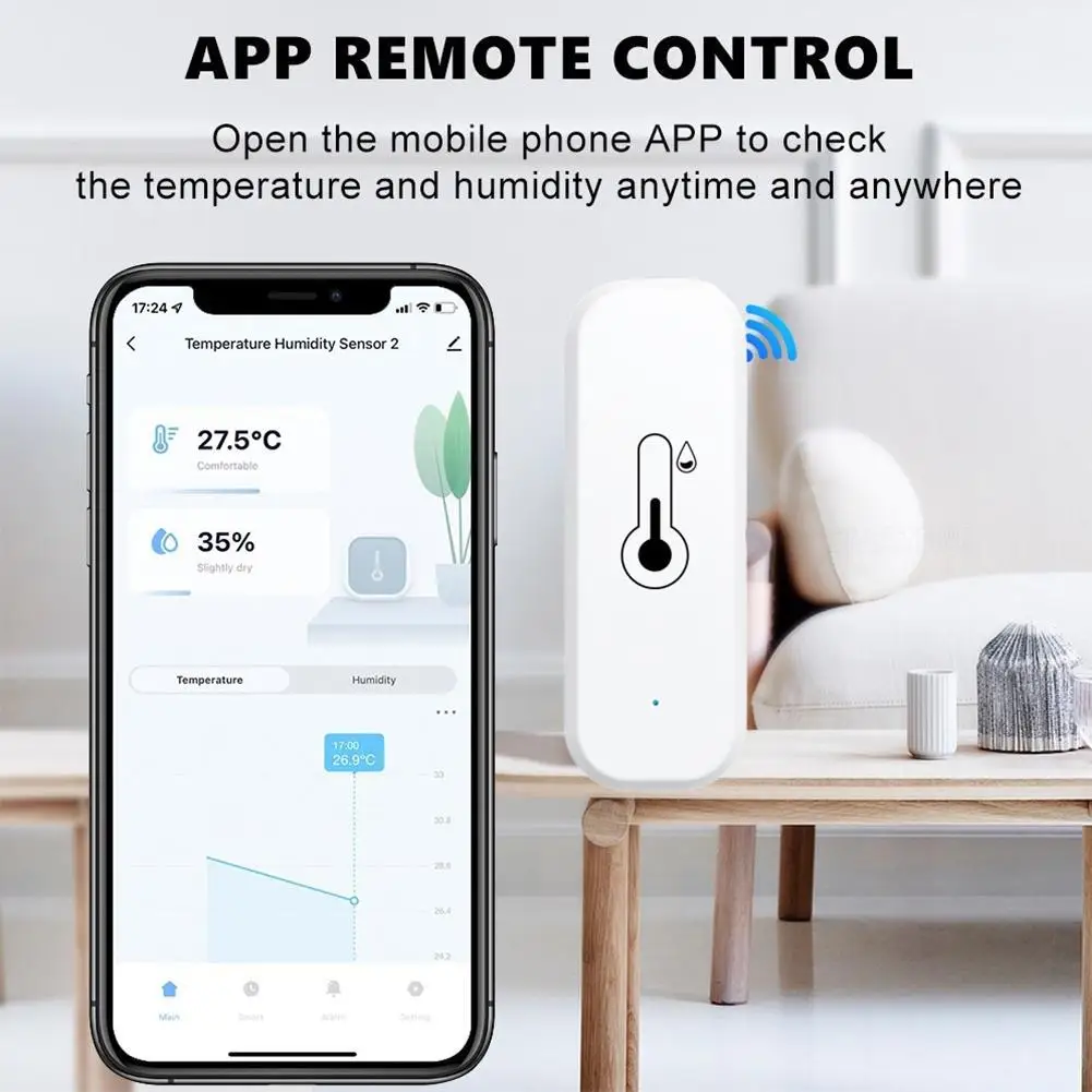 for Tuya WiFi Smart Temperature And Humidity Sensor Battery Powered Smart Home Security Work With Alexa Home